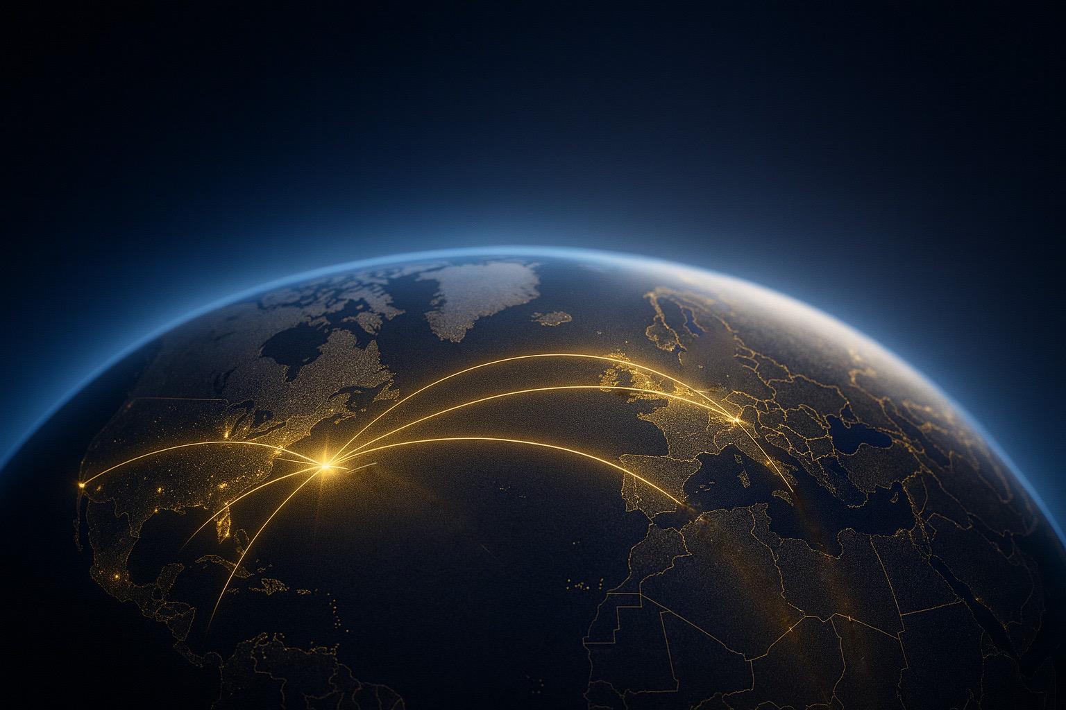 Global expansion network showing international connections